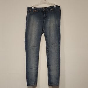 Blue Skinny Jeans with Moto-Style Design